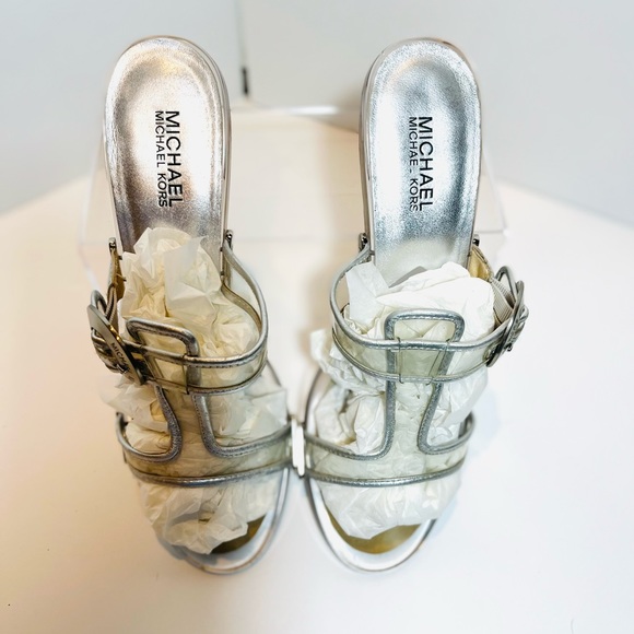 Clear Lucite Heels with Silver Accents - Picture 4 of 7